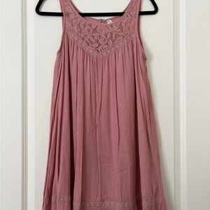 True Destiny Dusty Rose Crochet Swing Dress